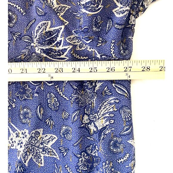NWT Lane Bryant Blue Paisley Lurex Ruffle V Neck Chiffon Plus Blouse Lined 22/24 - Picture 5 of 12
